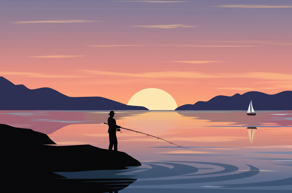 Fishing at sunset